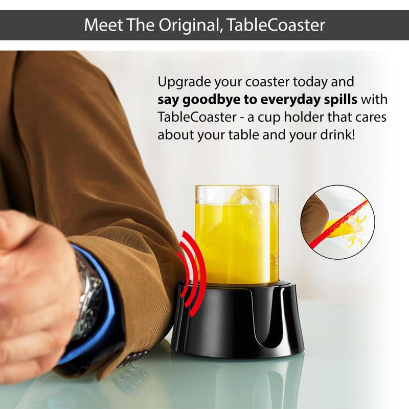HIT PRODUCTS TableCoaster - Original Anti-Spill Table and Desk Cup Holder, Jet Black - RV and Boat Drink Holder, A Tip-Proof Coaster with Tacky Base and Walled Profile to Prevent Spilled Drinks - Image 2